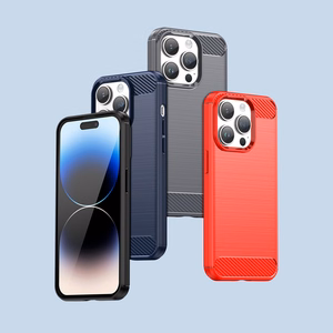 Carbon Kotelo iPhone 14 Pro Max joustava geeli takakuori sininen