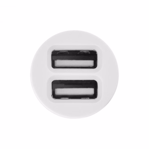 TOTI kaksois-USB autolaturi micro USB -kaapelilla 1 m 2.1 A, valkoinen