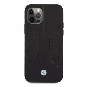 BMW Nahka rei'itetyt sivut Kotelo iPhone 12 Pro Max - musta