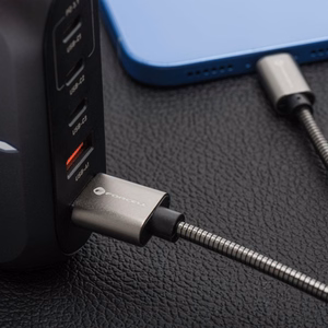 USB A - Lightning Forcell F-Energy 2,4A 12W Metal kaapeli 2 m C236 hopeinen