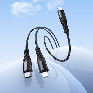 Kaapeli 2-in-1 USB-C USB-C + Lightning Hoco 1 m X123 musta