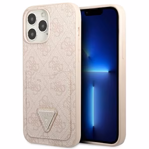 Guess 4G Triangle Logo Cardslot Suojakuori iPhone 13 Pro / 13:lle - vaaleanpunainen