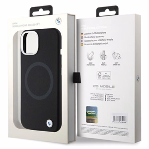BMW Signature Liquid Silikoninen MagSafe Suojakuori iPhone 15:lle - musta