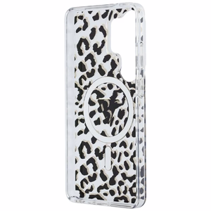 Guess IML Leopard Print Triangle MagSafe -suojakuori Samsung Galaxy S26 Ultra -puhelimelle, musta