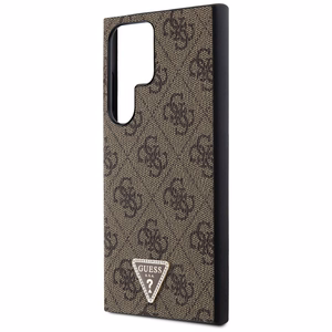 Guess Grip Stand 4G Triangle Strass Suojakuori Samsung Galaxy S24 Ultra:lle - ruskea