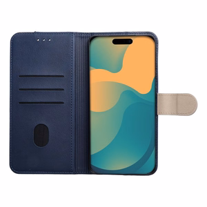 Tummansininen ja kermanvärinen Split Book -läppäkotelo Motorola Moto G17 Power -puhelimelle