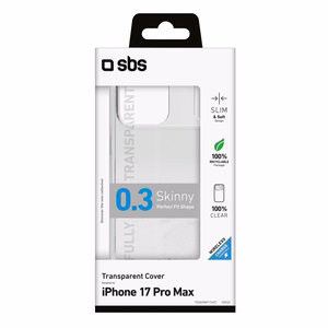 SBS Skinny -suojakuori iPhone 17 Pro Maxille - läpinäkyvä