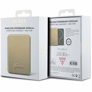 Guess MagSafe Metal Script Logo induktiovirtapankki 15W 5000mAh - kultainen