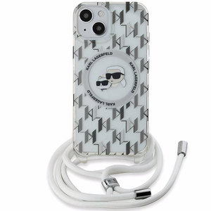 Karl Lagerfeld IML Crossbody Monogram Karl & Choupette Head MagSafe suojakuori iPhone 15 / 14 / 13:lle - läpinäkyvä