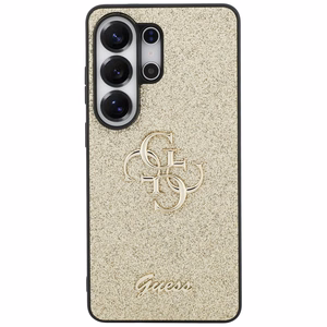 Guess Fixed Glitter Big 4G Metal Logo -suojakuori Samsung Galaxy S26 Ultralle - kultainen
