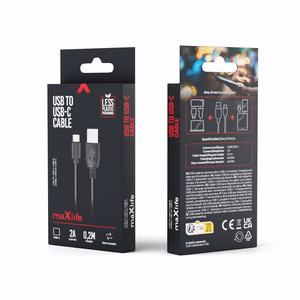 Maxlife cable USB - USB-C 0,2 m 2A black
