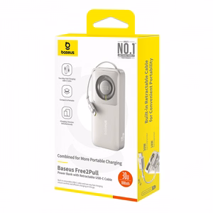 Powerbank Baseus OS Free2Pull 10000mAh 30W +kaapeli (harmaa)