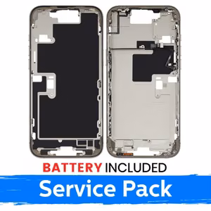 Apple iPhone 16 Pro Max keskikehysrunko + akku / Valkoinen titaani / (Huoltopakkaus)