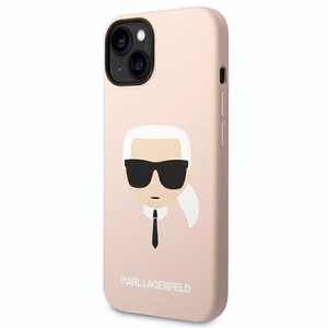 Karl Lagerfeld Silicone Karl's Head MagSafe Suojakuori iPhone 14 Pluslle - vaalea vaaleanpunainen