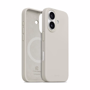 Crong Color Cover Magnetic -suojakuori MagSafe-tuella iPhone 16:lle, kivenbeige
