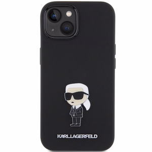 Karl Lagerfeld Silicone Ikonik Metal Pin case for iPhone 15 Plus / 14 Plus - black