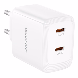 Borofone Wall charger BN31 Cargador GaN - 2xType C - QC 3.0 PD 45W white