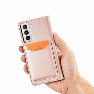 Magneettikorttikotelo Samsung Galaxy S22 + (S22 Plus) Kotelo Lompakko Kortinhaltija Vaaleanpunainen