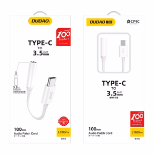 Dudao aanisovitin kuulokeadapteri USB Type C - mini jack 3.5 mm valkoinen (L16CPro white)