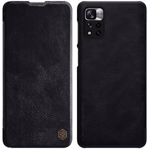 Nillkin Qin Asia Asia Xiaomi Redmi Note 11 Pro + (Kiina) / Redmi Note 11 Pro (Kiina) / Mi11i HyperCharge Camera Protector Holster Cover Flip Case Musta