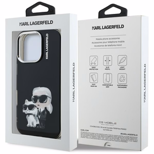 Karl Lagerfeld IML Aquarelle Karl & Choupette & Logo Suojakuori iPhone 16 Pro Maxille - Musta