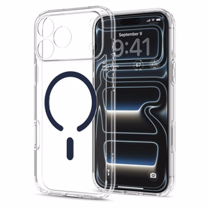Spigen Ultra Hybrid MagSafe -suojakuori iPhone 18 Pro Max / 17 Pro Max -malleille, läpinäkyvä tummansininen