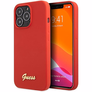 Guess GUHCP13XLSLMGRE iPhone 13 Pro Max 6.7 punainen/burgundy kovakuori Silicone Vintage Gold Logo