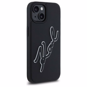 KARL LAGERFELD Suojakuori iPhone 15:lle KLHCP15S3DRKSDLK (3D Rubber Signature) musta