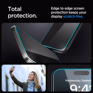 Spigen Glas.tR EzFit Privacy Tempered Glass for iPhone 15/16 with Adapter (2 pcs.)