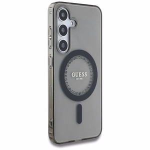GUESS Suojakuori Samsung S25:lle GUHMS25SPFTDTEK (Magneettinen IML Rhinestones) Musta