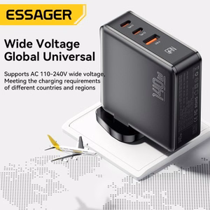 Charger Essager "Gan Journey" Black 140W (2xPD / QC3.0)