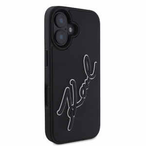 Karl Lagerfeld 3D Rubber Signature Suojakuori iPhone 16:lle - Musta