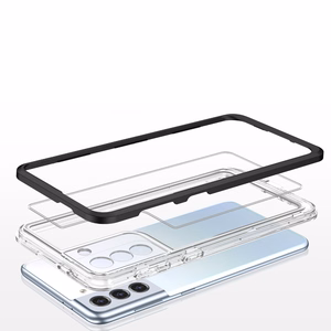 Kirkas 3in1 Kotelo Samsung Galaxy S21 + 5G (S21 Plus 5G) Kehys Gel Cover Musta