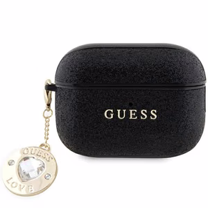 Guess GUAP2PGEHCDK Suojakuori AirPods Pro 2:lle - musta Fixed Glitter Heart Diamond Charm