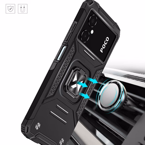 Wozinsky Ring Armor tapauksessa Samsung Galaxy A03 panssaroitu kansi magneettinen haltija rengas musta