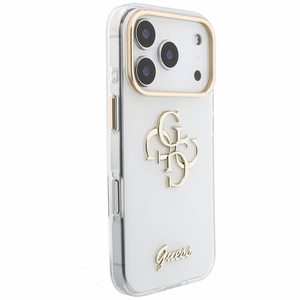 Guess IML 4G Script Metal -suojakuori iPhone 18 Pro / 17 Pro -malleille, valkoinen