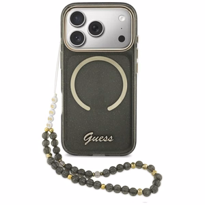 Guess IML Glitters Script Hihna MagSafe Suojakuori iPhone 17 Pro:lle - musta