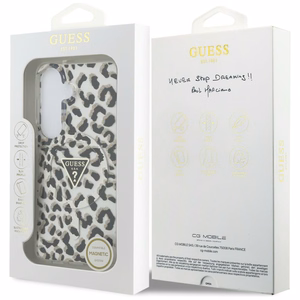 Guess Suojakuori IML Leopard Print Triangle MagSafe Samsung Galaxy S26 -puhelimelle musta