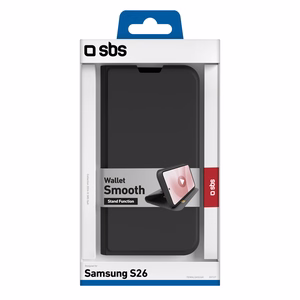SBS Wallet Smooth läppäsuojakuori Samsung Galaxy S26:lle musta