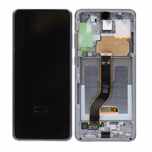 Samsung G985F/G986F S20 Plus -mallin LCD-näyttö kosketusnäytöllä ja kehyksellä, Cosmic Grey -värinen, alkuperäinen (huoltopaketti)