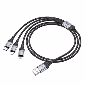 Hoco 3-in-1 Kaapeli USB-A - Lightning / Micro USB / USB-C 1m X102 Musta