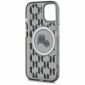 Karl Lagerfeld IML Monogram Karl & Choupette Head MagSafe Suojakuori iPhone 15 Plus:lle - Musta