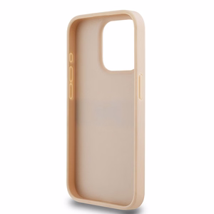 DKNY Nahkainen Mono Raita ja Metallinen Logo Suojakuori iPhone 15 Pro:lle - vaaleanpunainen