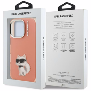 Karl Lagerfeld IML Aquarelle Choupette & Logo Suojakuori iPhone 16 Pro Maxille - Vaaleanpunainen