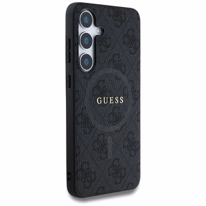 Guess Leather 4G Colored Ring Classic Logo MagSafe -suojakuori Samsung Galaxy S25 musta