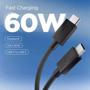 Spigen Essential EB6015CC USB-C-kaapeli, 60 W, 150 cm – musta