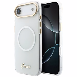 Guess IML Gradient Script Metal MagSafe Case for iPhone Air - White