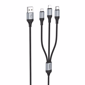 Hoco 3-in-1 Kaapeli USB-A - Lightning / Micro USB / USB-C 1m X102 Musta