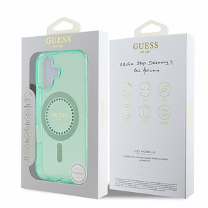 Guess IML Rhinestones MagSafe Suojakuori iPhone 16 Plus:lle - vihreä