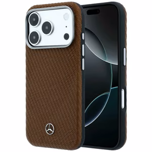 Mercedes nahka MagSafe suojakuori iPhone 17 Pro Max puuefekti - ruskea